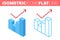 The growth graph. Isometric, 3d flat and outline icon set.