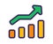 Growth increase profit single isolated icon with filled line style
