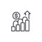 Growth indicators linear icon concept. Growth indicators line vector sign, symbol, illustration.