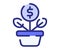 Growth investment profit single isolated icon with dashed line style