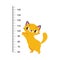 Growth Ruler with Cute Cat Animal at Kids Height Meter Vector Illustration