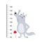 Growth Ruler with Cute Wolf Animal at Kids Height Meter Vector Illustration