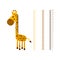 Growth ruler. Kids meter walls with cute giraffe. Cheerful funny animal with long neck with scale. Cartoon vector illustration