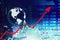 Growth stock market graph with world exchange rate