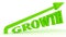 Growth text with arrow