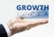 Growth word with business financial growing graph chart