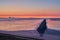 A groyne in the bay Jadebusen during beautiful sunset