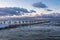 Groyne on shore of the Baltic Sea in winter