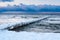 Groyne on shore of the Baltic Sea in winter time