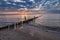 Groynes on shore of the Baltic Sea in Graal Mueritz, Germany