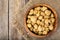 Grude soybean stew on the background of wooden boards