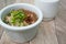 Gruel riceberry in white bowl