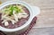 Gruel riceberry in white bowl