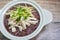 Gruel riceberry in white bowl