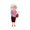 grumbling old woman in butcher store cartoon vector