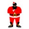 Grumpy black Santa. Angry African Claus. irate Christmas Aframerican. Bad guy for new year. Xmas tough
