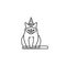Grumpy or BlasÃ© cat vector line icon