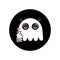 Grumpy cat in ghost costume sticker. Halloween