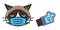 Grumpy cat in medical face protection mask