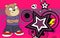 Grumpy chubby teddy bear cartoon expression background