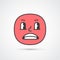 Grumpy emoji face with big eyes. Vector eps10