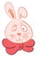 A grumpy faced hare wearing a red neck ribbon tie for the party vector color drawing or illustration