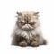 Grumpy Fluffy Cat In White Background