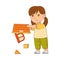 Grumpy Girl Throwing Toys Out of Box Grizzling Vector Illustration
