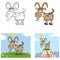 Grumpy Goat Cartoon Character. Set Vector Collection