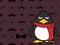 Grumpy hipster penguin baby cartoon expression background