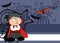 Grumpy little dracula kid cartoon halloween background