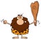 Grumpy Male Caveman Cartoon Mascot Character Holding Up A Fist And A Club
