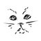 Grumpy persian cat face vector ink illustration