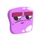 Grumpy Violet Emoji Cartoon Square Funny Emotional Face Vector Colorful Isolated Sticker