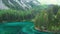 Gruner See, beautiful green alpine lake with crystal clear water in spring