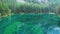 Gruner See, beautiful green alpine lake with crystal clear water in spring