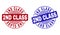 Grunge 2ND CLASS Textured Round Stamp Seals