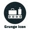 Grunge Airport conveyor belt with passenger luggage, suitcase, bag, baggage icon isolated on white background