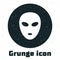 Grunge Alien icon isolated on white background. Extraterrestrial alien face or head symbol. Monochrome vintage drawing