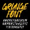 Grunge alphabet font. Uppercase brush stroke letters and numbers.