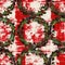 Grunge americana Christmas holly red blue white cottage style background pattern. Festive distress grunge cloth effect