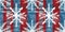 Grunge americana Christmas snowflake red blue white cottage style seamless border. Festive distress cloth effect for