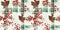 Grunge americana rustic Christmas holly leaf winter cottage style border. Festive distress cloth effect for cozy holiday