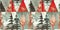 Grunge americana rustic Christmas tree winter cottage style border. Festive distress cloth effect for cozy holiday