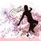 Grunge Background with dancing girl on Posters