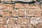 Grunge background of old shabby brickwork closeup texture