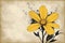 Grunge background with yellow flower copy space for text