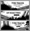 Grunge banners of tire tracks, offroad tyre prints