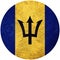 Grunge Barbados flag. Barbados button flag Isolated on white background