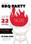 Grunge BBQ Party Invitation Template for posters, flyers. Barbeque grill manu on white background. Retro picnic style